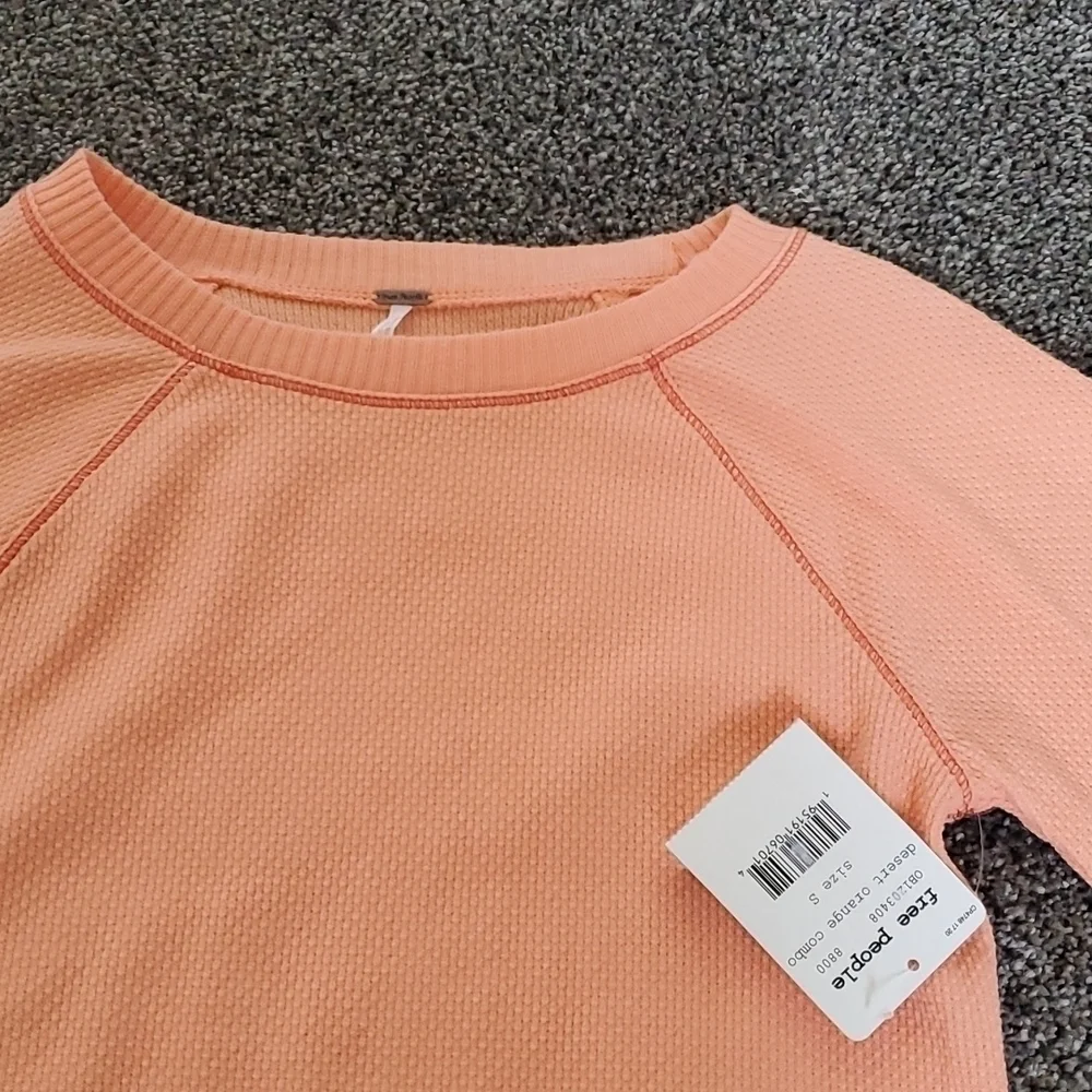 NWT Free People Mix Thermal Cuff Long Sleeve Top Y2K women boho
